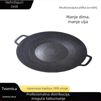 Okrugli grill tiganj od Maifan kamena, neprijanjajući, od željeza, višenamjenski, prijenosni, jednostavni za čišćenje