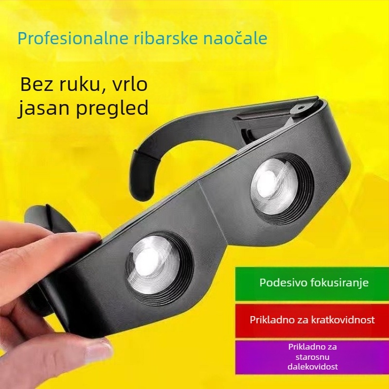 Teleskop za ribolov koji se nosi na glavi, 6x povećanje, HD noćno vidjenje, polarizirane naočale za čitanje
