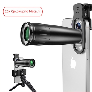 25x metalni vanjski teleobjektiv za mobitel – koncertno fotografiranje, visoka definicija, anti-shake, jasne daljinske fotografije, kompatibilan s Huawei, Xiaomi, Apple, Oppo, Vivo