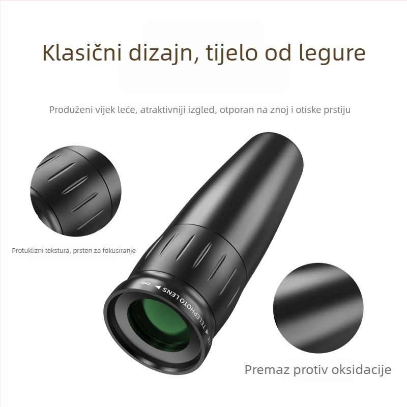 25x metalni vanjski teleobjektiv za mobitel – koncertno fotografiranje, visoka definicija, anti-shake, jasne daljinske fotografije, kompatibilan s Huawei, Xiaomi, Apple, Oppo, Vivo
