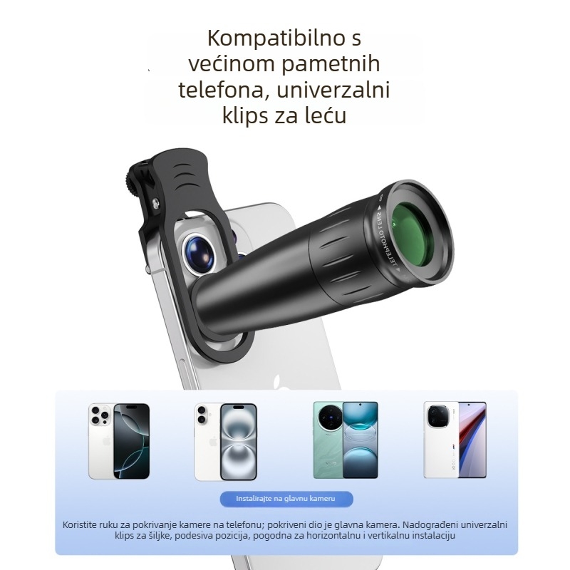 25x metalni vanjski teleobjektiv za mobitel – koncertno fotografiranje, visoka definicija, anti-shake, jasne daljinske fotografije, kompatibilan s Huawei, Xiaomi, Apple, Oppo, Vivo
