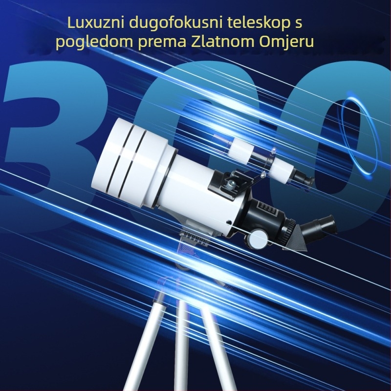 Monokularni astronomski teleskop AM30070 — 150x povećanje, izlazna zjenica 70 mm, vidno polje 1.2°