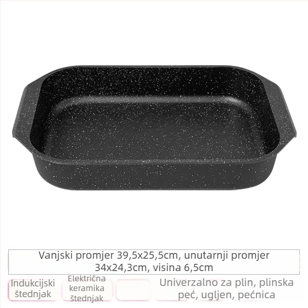 Pravokutni tiganj za roštilj na indukciju s neprijanjajućim premazom, velik kapacitet, višestruka namjena