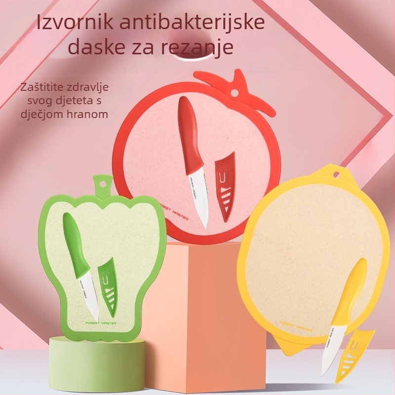 Set plastičnih daski za rezanje za djecu – dvostrane, protuklizne, antibakterijske, za voće i povrće.