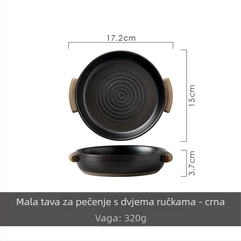 Keramički tanjur za juhu s dvostrukim držačima, okrugli duboki tanjur, mikrovalna sigurna, retro stil