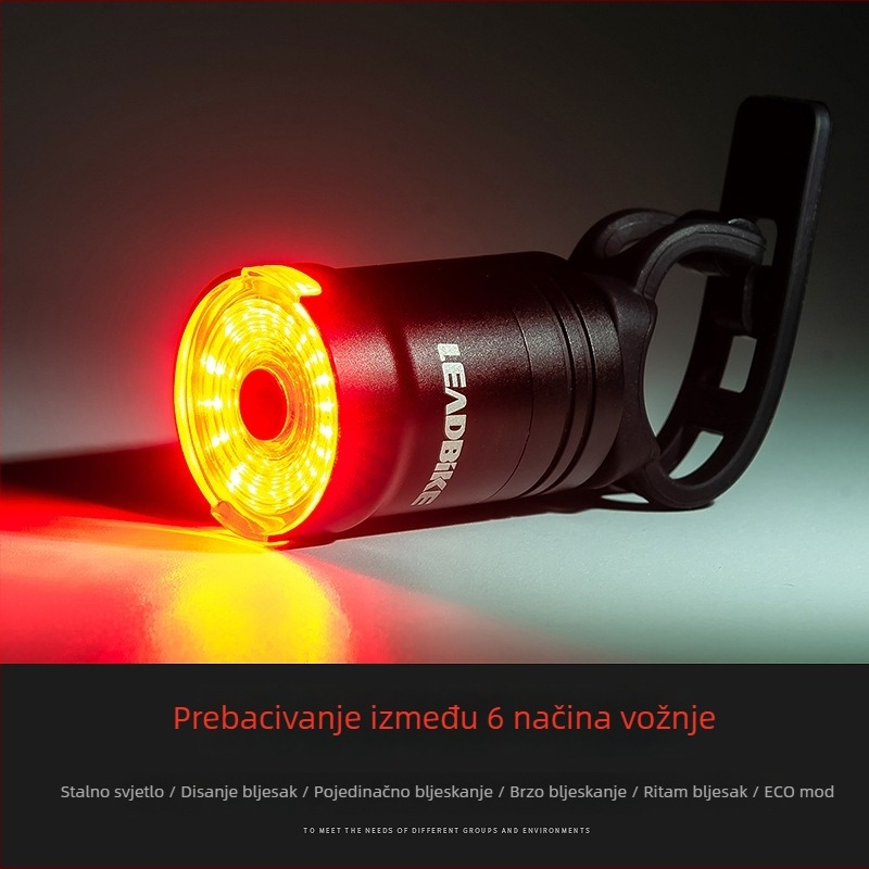 Svetlo za bicikl s inteligentnim senzorom i stražnjim svjetlom kočnice, Type-C punjenje, vodootporno, upozorenje za vožnju noću