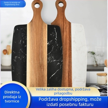 Nova dvobojna daska za rezanje od mramora i drveta akacije, kuhinjska daska za sir