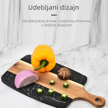 Nova dvobojna daska za rezanje od mramora i drveta akacije, kuhinjska daska za sir