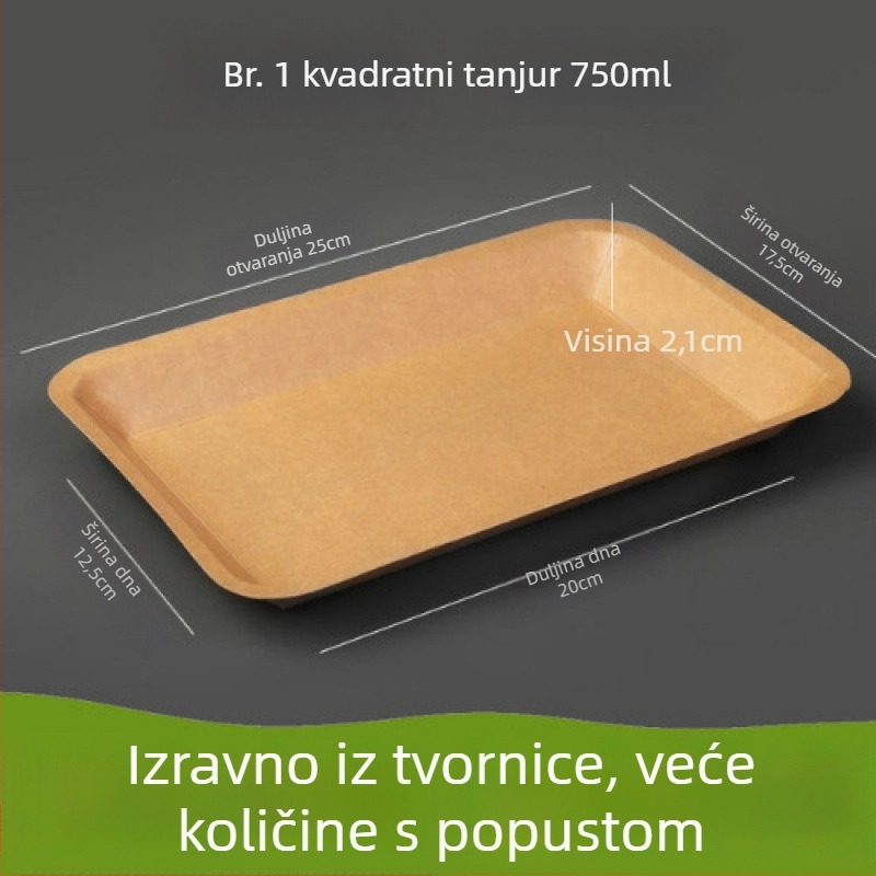 Jednokratna posuda od Kraft papira za piknik i roštilj, pogodna za ražnjiće i grickalice