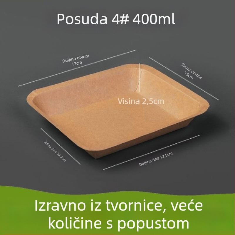 Jednokratna posuda od Kraft papira za piknik i roštilj, pogodna za ražnjiće i grickalice