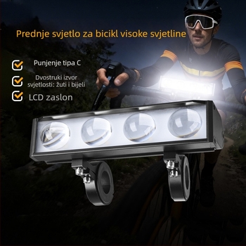 Prednje svjetlo za bicikl s visokim sjajem za noćnu vožnju, USB-C punjenje, baterija 4000mAh