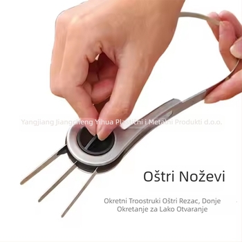 Okretni nož za mango s tri oštrice za uklanjanje jezgre i sjeckanje voća, od nehrđajućeg čelika