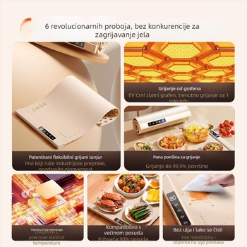 Three Little Chefs pametna silikonska grijaća ploča za hranu, rolajući kućni grijač hrane, 620x400 mm, 300 W, 220 V, 2 kg, prilagodljivo