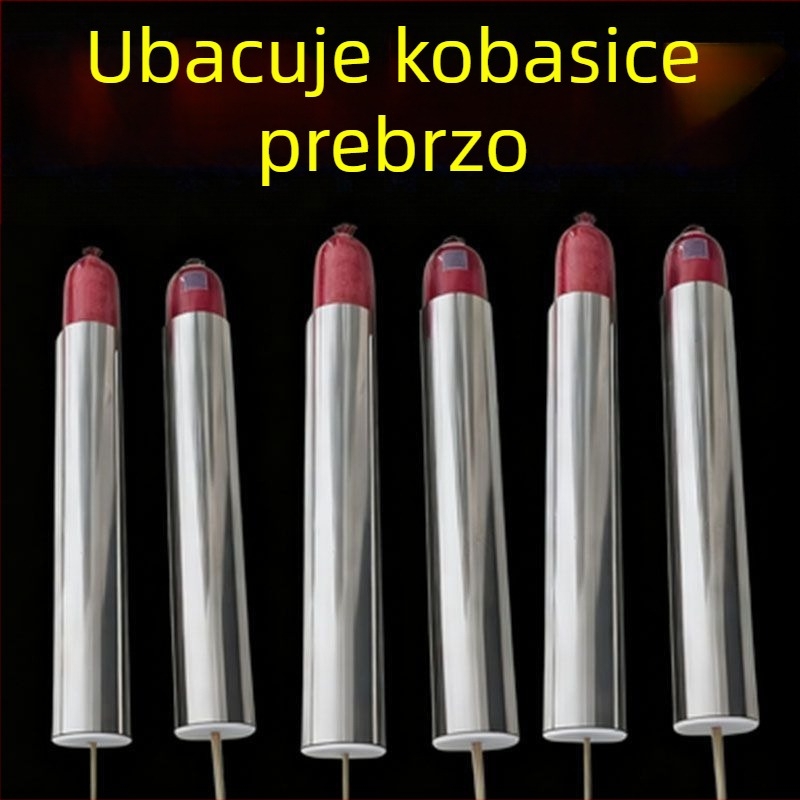 Alat od nehrđajućeg čelika za navlačenje kobasica — za početnike, učinkovit i jednostavan za uporabu na ulici, s bambusovim ražnjicama