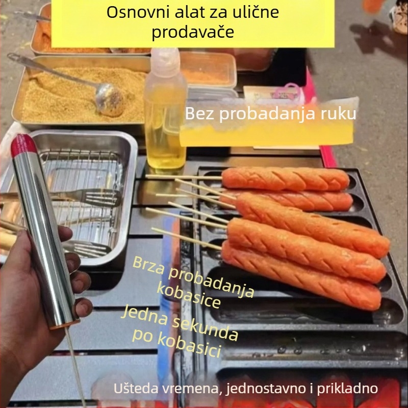 Alat za provlačenje kobasica od nehrđajućeg čelika, za početnike, visoka učinkovitost, bez loga, namijenjen komercijalnoj uporabi