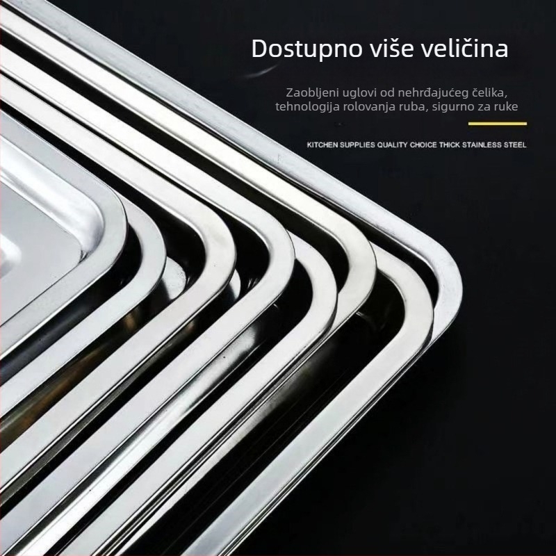 Dingfa Nehrđajući čelik plitka kvadratna posuda, speglana površina, promjer 18–18,9 cm, za pečenje, parenje i roštilj