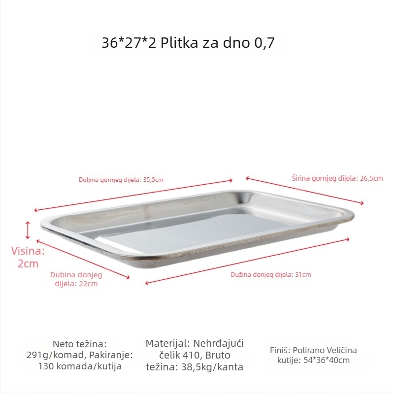 Dingfa Nehrđajući čelik plitka kvadratna posuda, speglana površina, promjer 18–18,9 cm, za pečenje, parenje i roštilj