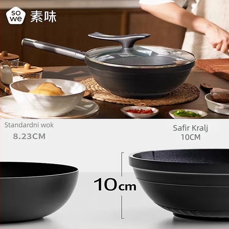 Wok od Maifan kamena - dvostrana non-stick tava, višeslojno dno, za opće štednjake