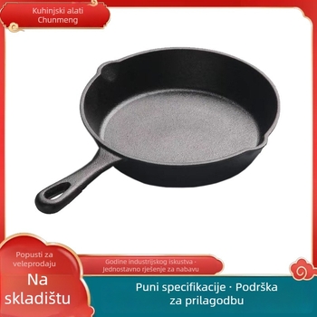 Lijevani željezni tiganj s ravnim dnom, bez premaza, pogodan za indukciju (700 g, dubina 2 cm)