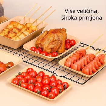 Jednokratni pladanj od Kraft papira – dugački kvadratni podmetač za pečenu piletinu i pomfrit, biorazgradivni, nije sigurni za mikrovalnu, tisak Silk Screen loga, prilagodba po narudžbi