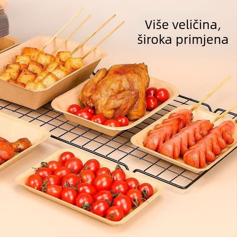 Jednokratni pladanj od Kraft papira – dugački kvadratni podmetač za pečenu piletinu i pomfrit, biorazgradivni, nije sigurni za mikrovalnu, tisak Silk Screen loga, prilagodba po narudžbi