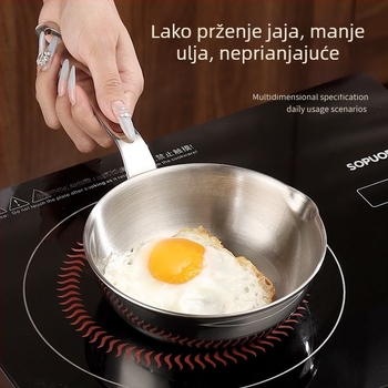Tava od nehrđajućeg čelika, bez poklopca, bez premaza, ravnog dna, kompatibilna s indukcijom, 316 nehrđajućeg čelika, dubina 4 cm