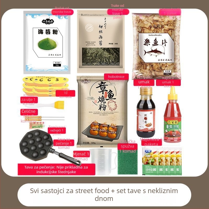 Takoyaki tava, nelepljiva, aluminij, okrugla, elektroplatiranje, Težina 1.2