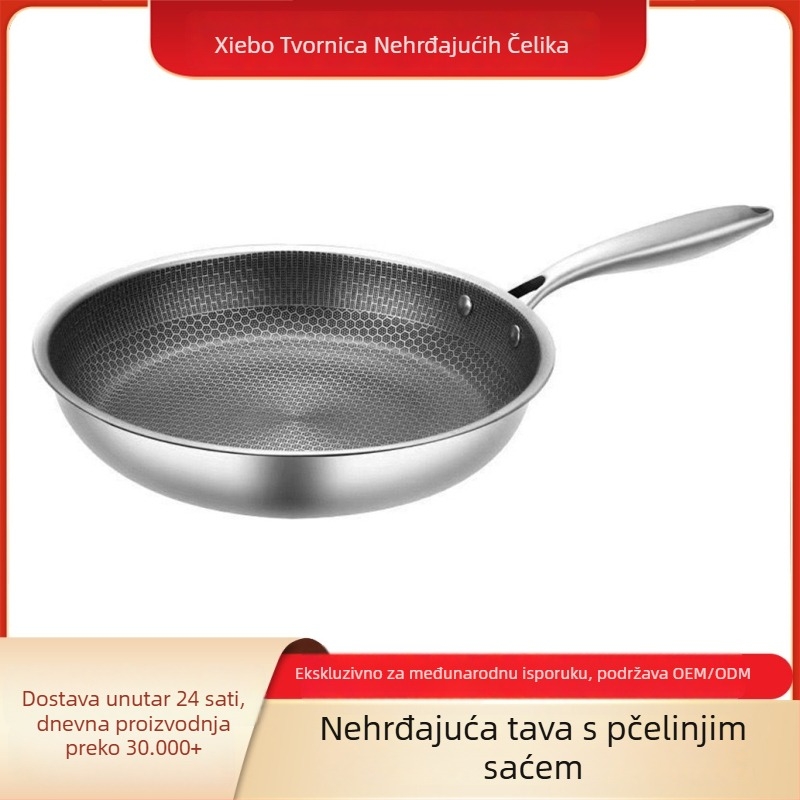 Wok od nehrđajućeg čelika 410 s površinom saća, neprijanjajući premaz, plitko dno, dubina 6 cm