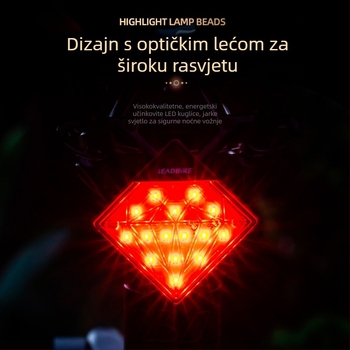 Punjiva stražnja svjetiljka za bicikl s pametnim senzorom kočenja, dijamantni dizajn, za planinski bicikl, s dvostrukim nosačem