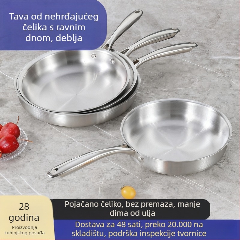 Tiganj / wok od 201 nehrđajućeg čelika, s neprijanjajućim premazom, kompatibilan s indukcijom i plinskim pločama, model 011