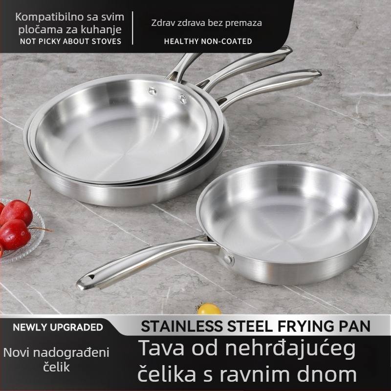 Tiganj / wok od 201 nehrđajućeg čelika, s neprijanjajućim premazom, kompatibilan s indukcijom i plinskim pločama, model 011
