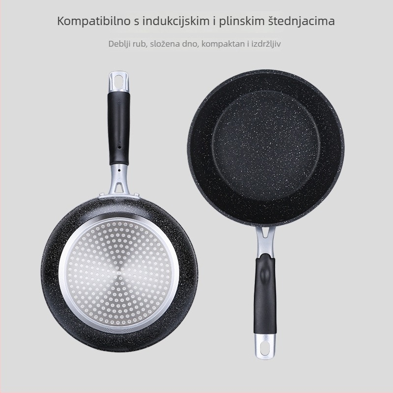 Wok za kućnu upotrebu, japanskog stila, neprijanjajući premaz s Maifan kamenom, aluminijska legura, model YWDT-2002