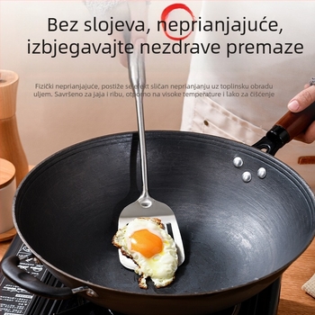 Ljeva wok od lijevanog željeza, kineskog stila, model ST-100, s jednim dnom, pogodan za opće štednjake.