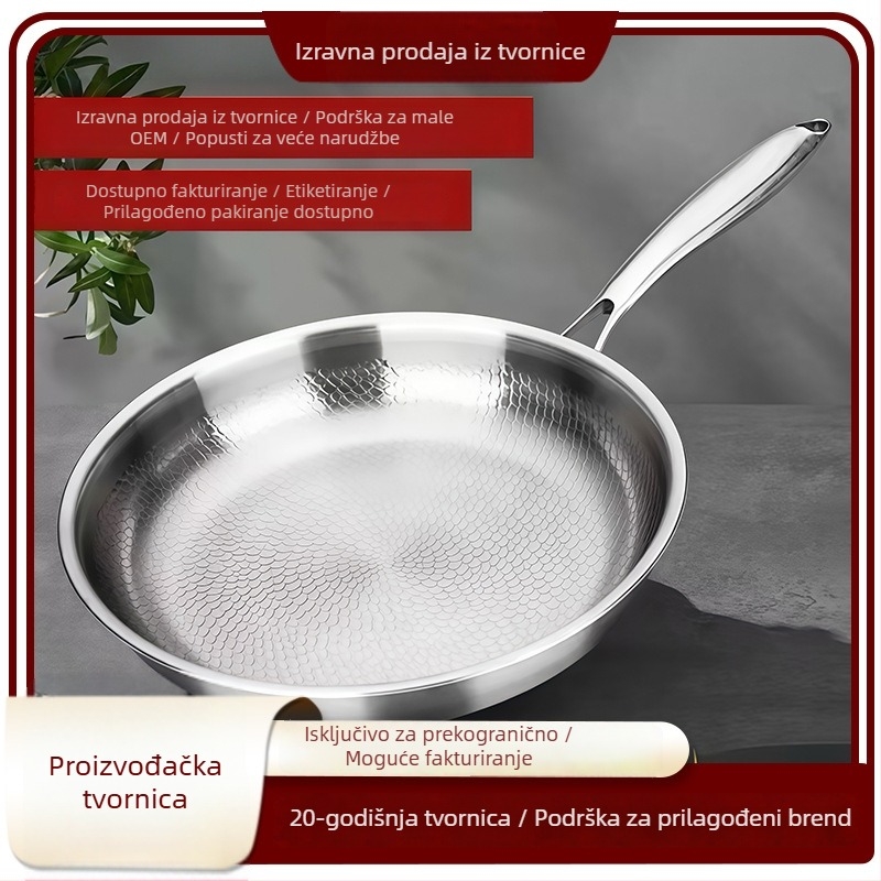 Titanijska neprijanjajuća tava s udarnom teksturom, ravno dno, kompatibilnost s indukcijom, tava za steak, kućna upotreba