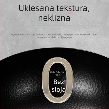 Wok s velikim trbuhom - ručno izrađen od finog željeza, kineski stil, drveni poklopac, 2,5 kg
