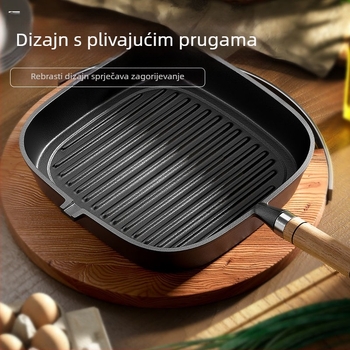 Tiganj za steak, od lijevanog željeza, bez premazivanja, prirodno nezačepavajući, težina 1,36 kg, pogodna za plin i indukciju