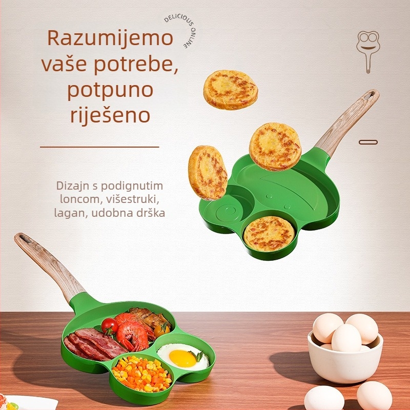 Tiganj za omletu u obliku žabe, Maifan kamen premaz, aluminijska lak, ne-ljepljiv, duboko dno, 0,8 kg
