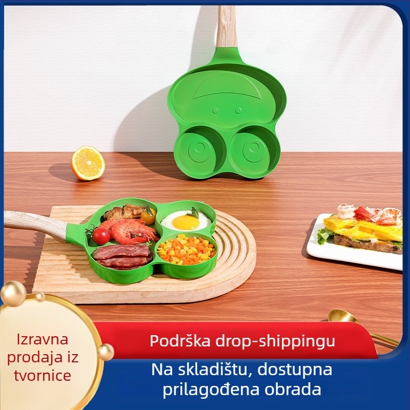 Tiganj za omletu u obliku žabe, Maifan kamen premaz, aluminijska lak, ne-ljepljiv, duboko dno, 0,8 kg
