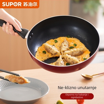 Tiganj za prženje, neprijanjajući, višenamjenski, aluminijska legura, plosno dno s prozirnim staklenim poklopcem