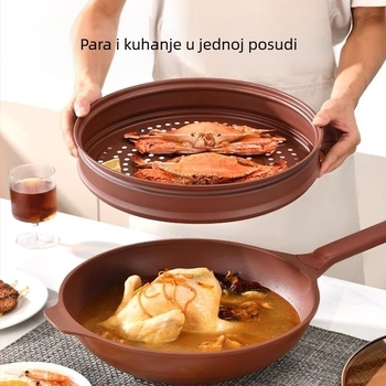 Wok od Purple Sand s nepriľnavim površinom, pogodan za indukciju, stakleni poklopac