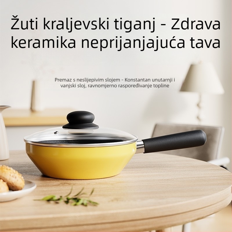 Željezni tiganj s neprijanjivim premazom, dvostruko dno, kineskog stila, 1,3 kg, kompatibilan sa svim štednjacima