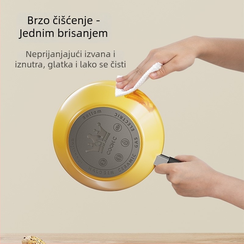 Željezni tiganj s neprijanjivim premazom, dvostruko dno, kineskog stila, 1,3 kg, kompatibilan sa svim štednjacima