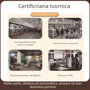 Lijani wok s dvije ručke za kućnu upotrebu, duboko ravno dno, bez premaza, drveni poklopac, 4 kg