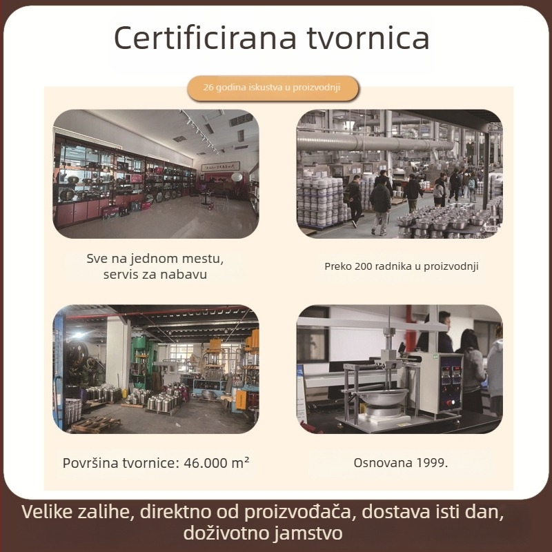 Lijani wok s dvije ručke za kućnu upotrebu, duboko ravno dno, bez premaza, drveni poklopac, 4 kg