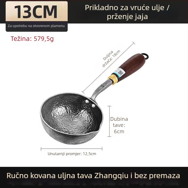 Tava od kovanog željeza za omletu s višeslojnom dnom, bez poklopca, pogodna za plinsku kuhinju, model ZQ-YDPYG