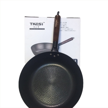 Wok od finog željeza – moderan minimalistički dizajn, bez premaza, dubina 7,6 cm, težina 1,5 kg