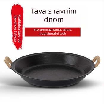 Ljevana tava s dvjema ručkama, debeli dizajn, nepriľjava površina, idealna za omlete i palačinke, kompatibilna sa svim štednjacima