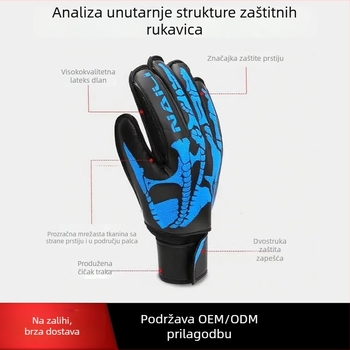 Rukavice vratara s zaštitom prstiju, PU debeli, latex protiv klizanja, Anxin, Unisex, Nogomet