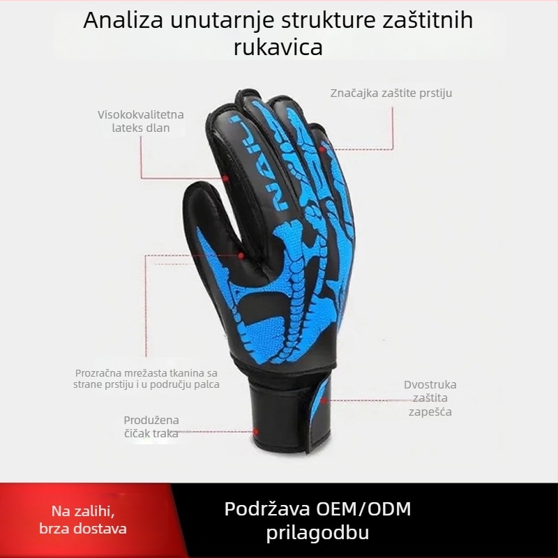 Rukavice vratara s zaštitom prstiju, PU debeli, latex protiv klizanja, Anxin, Unisex, Nogomet