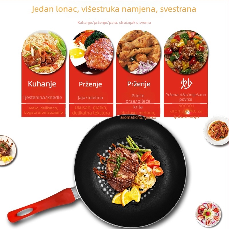 Weiyi tiganj za prženje s neprijanjajućim premazom, aluminijsko tijelo, kompatibilan s indukcijskim i plinskim pločama, model 2018